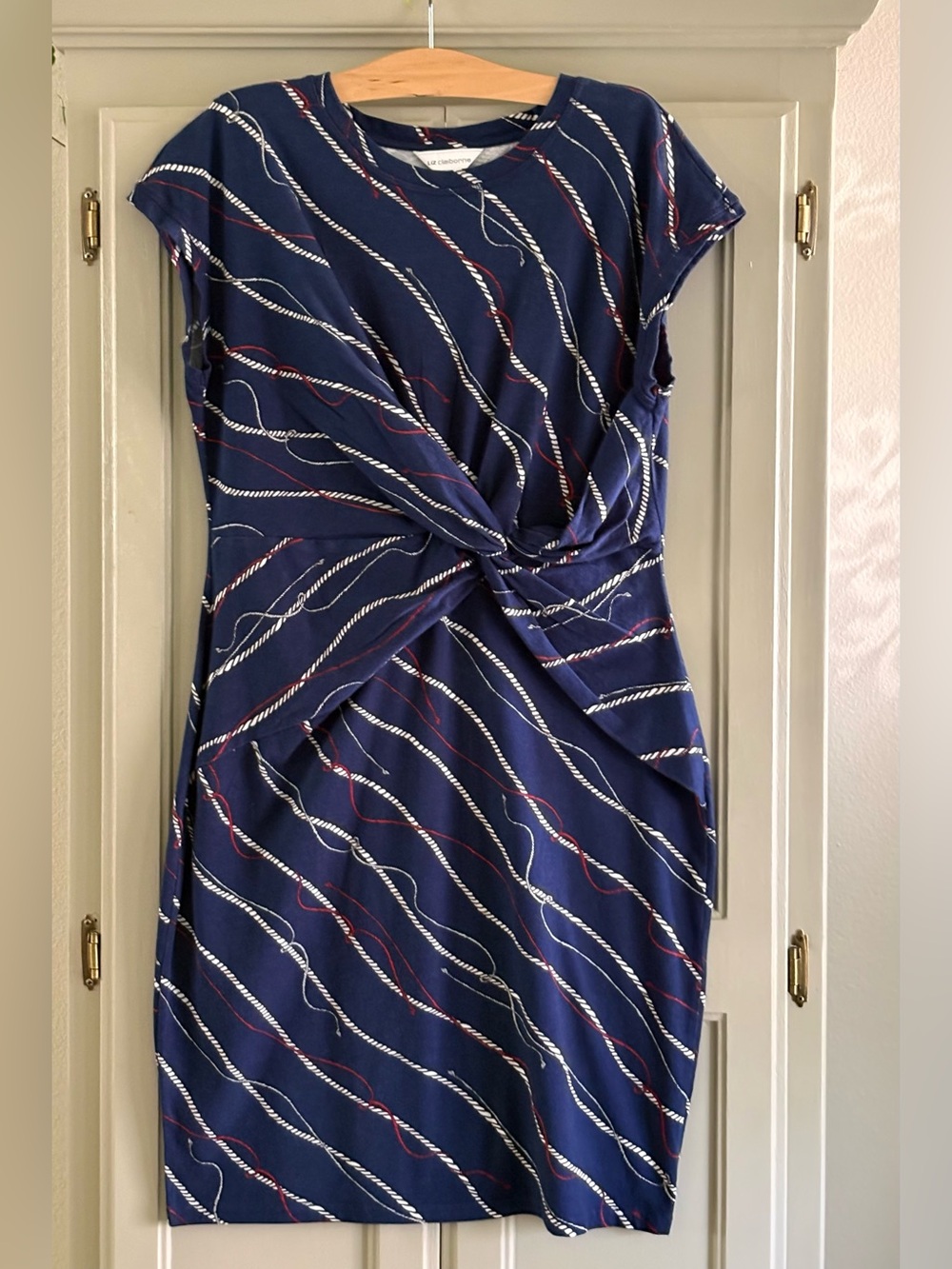 Liz Claiborne Blue Nautical Rope Knot Front Sheath Dress Size M